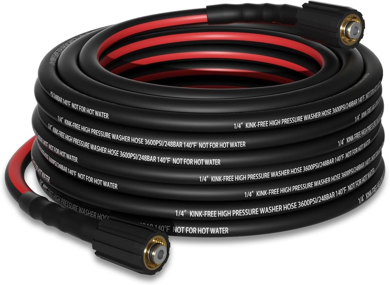 Zebra Clean Flexible Pressure Washer Hose 25 FT, 3600 PSI Kink Resistant Power Washer Hose Replacement, 1/4" electric Washer Hose Extension With M22 Solid Brass Fitting - Image 1